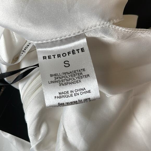 Retrofete Jagger Halterneck High Slit Open Back Satin White Maxi Dress Sz Small - Picture 9 of 9